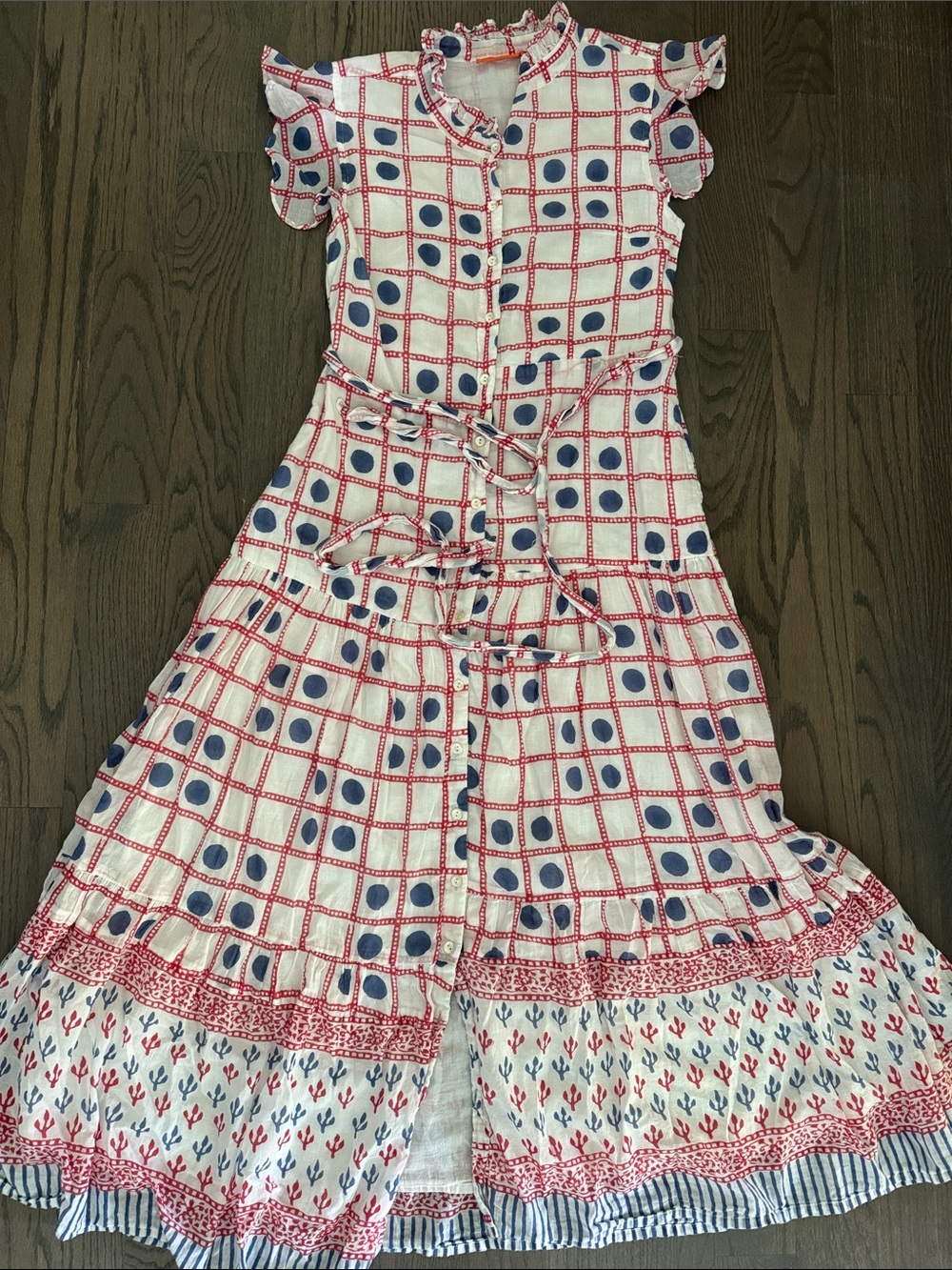 Oliphant White Red & Blue Dress
